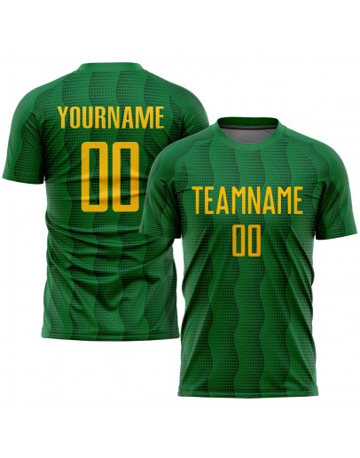 Best Pro Custom Kelly Green Gold Sublimation Soccer Uniform Jersey