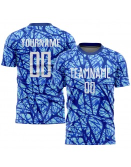Best Pro Custom Royal White-Light Blue Sublimation Soccer Uniform Jersey