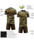 Best Pro Custom Camo Brown-Gold Sublimation Salute To Service Soccer Uniform Jersey
