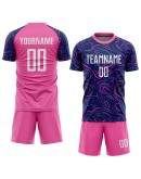 Best Pro Custom Navy White-Pink Sublimation Soccer Uniform Jersey