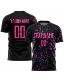Best Pro Custom Black Pink-Light Blue Sublimation Soccer Uniform Jersey