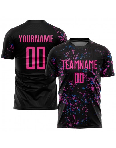 Best Pro Custom Black Pink-Light Blue Sublimation Soccer Uniform Jersey