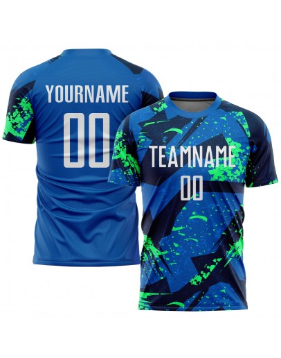Best Pro Custom Royal White-Neon Green Sublimation Soccer Uniform Jersey