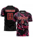Best Pro Custom Black Red-White Sublimation Soccer Uniform Jersey