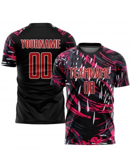 Best Pro Custom Black Red-White Sublimation Soccer Uniform Jersey