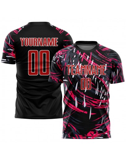 Best Pro Custom Black Red-White Sublimation Soccer Uniform Jersey