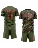 Best Pro Custom Olive Crimson-Vegas Gold Sublimation Salute To Service Soccer Uniform Jersey