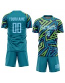 Best Pro Custom Teal Light Blue-Kelly Green Sublimation Soccer Uniform Jersey