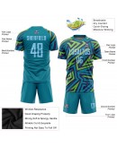 Best Pro Custom Teal Light Blue-Kelly Green Sublimation Soccer Uniform Jersey