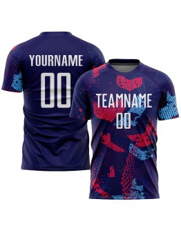 Best Pro Custom Navy White-Light Blue Sublimation Soccer Uniform Jersey