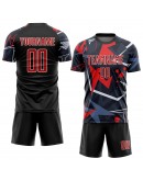 Best Pro Custom Black Red-White Sublimation Soccer Uniform Jersey