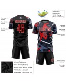 Best Pro Custom Black Red-White Sublimation Soccer Uniform Jersey