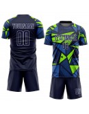 Best Pro Custom Navy Navy-Neon Green Sublimation Soccer Uniform Jersey