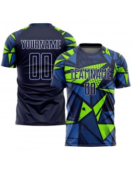 Best Pro Custom Navy Navy-Neon Green Sublimation Soccer Uniform Jersey