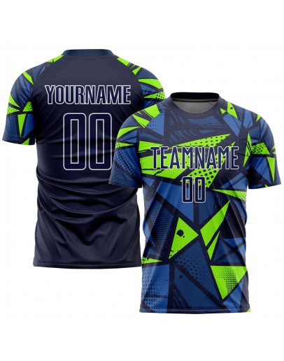 Best Pro Custom Navy Navy-Neon Green Sublimation Soccer Uniform Jersey