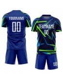 Best Pro Custom Royal White-Neon Green Sublimation Soccer Uniform Jersey