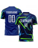 Best Pro Custom Royal White-Neon Green Sublimation Soccer Uniform Jersey