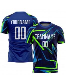 Best Pro Custom Royal White-Neon Green Sublimation Soccer Uniform Jersey