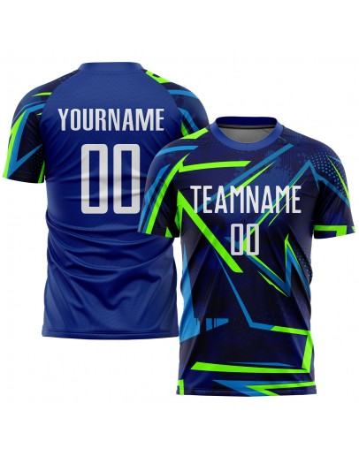 Best Pro Custom Royal White-Neon Green Sublimation Soccer Uniform Jersey