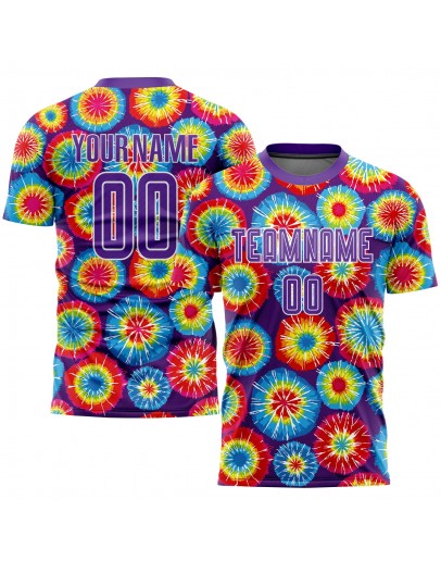 Best Pro Custom Tie Dye Purple-White Sublimation Soccer Uniform Jersey