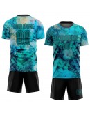 Best Pro Custom Tie Dye Aqua-Black Sublimation Soccer Uniform Jersey