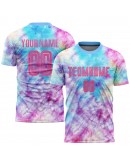 Best Pro Custom Tie Dye Pink-Light Blue Sublimation Soccer Uniform Jersey