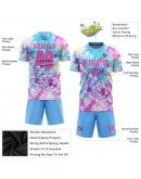 Best Pro Custom Tie Dye Pink-Light Blue Sublimation Soccer Uniform Jersey