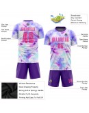 Best Pro Custom Tie Dye Pink-Purple Sublimation Soccer Uniform Jersey