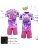 Best Pro Custom Tie Dye Pink-White Sublimation Soccer Uniform Jersey