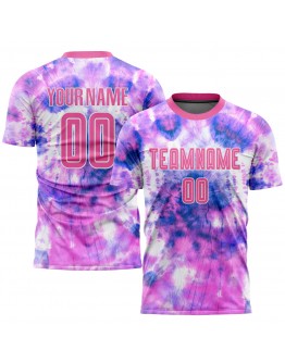 Best Pro Custom Tie Dye Pink-White Sublimation Soccer Uniform Jersey