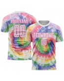 Best Pro Custom Tie Dye White-Pink Sublimation Soccer Uniform Jersey