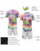 Best Pro Custom Tie Dye White-Pink Sublimation Soccer Uniform Jersey