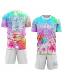 Best Pro Custom Tie Dye White-Light Blue Sublimation Soccer Uniform Jersey