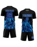 Best Pro Custom Black Royal-Light Blue Flame Sublimation Soccer Uniform Jersey