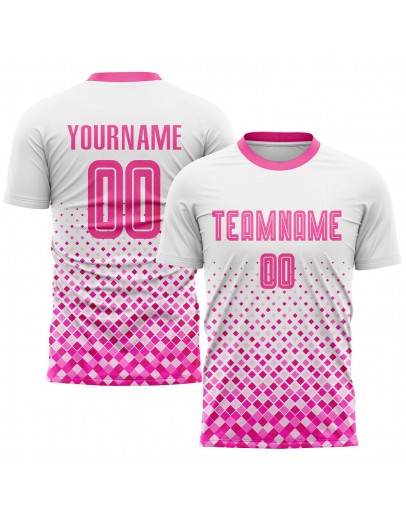 Best Pro Custom White Pink Sublimation Soccer Uniform Jersey