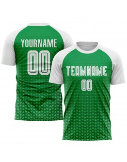 Best Pro Custom Kelly Green White Sublimation Soccer Uniform Jersey