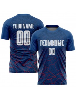 Best Pro Custom Royal White-Red Away Sublimation Soccer Uniform Jersey