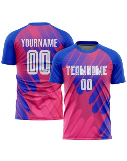 Best Pro Custom Pink White-Royal Third Sublimation Soccer Uniform Jersey