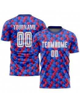 Best Pro Custom Royal White-Red Home Sublimation Soccer Uniform Jersey