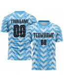 Best Pro Custom Light Blue Black-White Home Sublimation Soccer Uniform Jersey