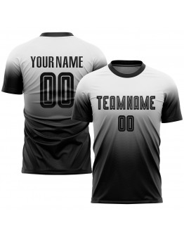 Best Pro Custom White Black Sublimation Fade Fashion Soccer Uniform Jersey