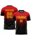 Best Pro Custom Red Gold-Black Sublimation Fade Fashion Soccer Uniform Jersey