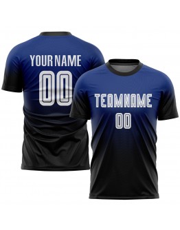 Best Pro Custom Royal White-Black Sublimation Fade Fashion Soccer Uniform Jersey