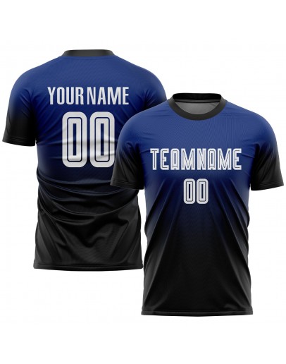 Best Pro Custom Royal White-Black Sublimation Fade Fashion Soccer Uniform Jersey