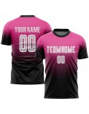 Best Pro Custom Pink White-Black Sublimation Fade Fashion Soccer Uniform Jersey