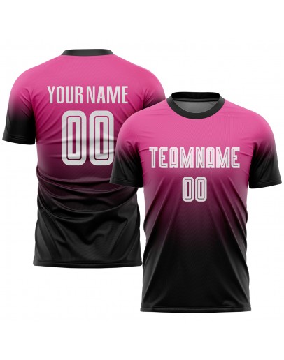Best Pro Custom Pink White-Black Sublimation Fade Fashion Soccer Uniform Jersey