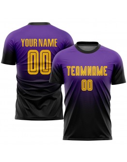 Best Pro Custom Purple Gold-Black Sublimation Fade Fashion Soccer Uniform Jersey