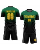 Best Pro Custom Kelly Green Gold-Black Sublimation Fade Fashion Soccer Uniform Jersey