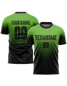 Best Pro Custom Neon Green Black Sublimation Fade Fashion Soccer Uniform Jersey